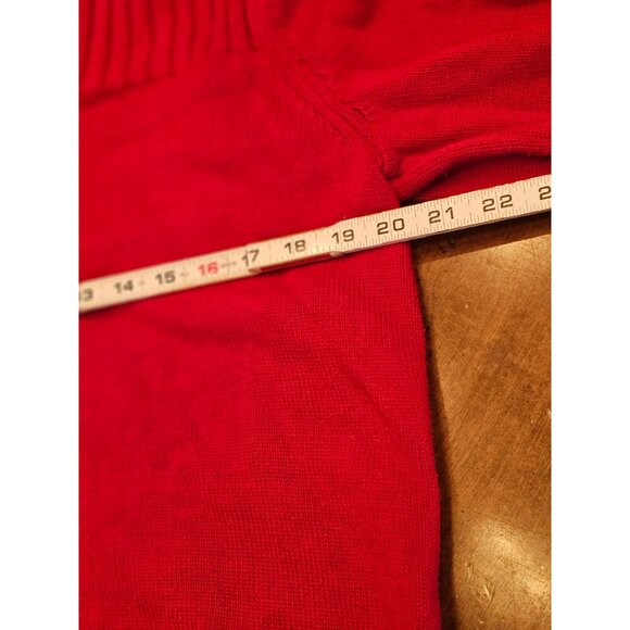 Karen Scott 100%cotton sweater Large red Quarter zip ribbed crew neck pullover - Picture 8 of 10